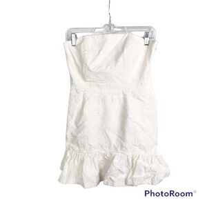 Vineyard Vines Caning Jacquard Strapless Dress in white size 4